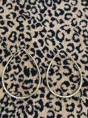 Elegant Gold-Tone Textured “Boy Tears” Hoop Earrings - Women Jewelry Large